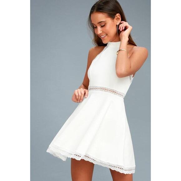Lulus Dresses & Skirts - Lulus Reach Out My Hand White Lace Skater Dress - Size XS